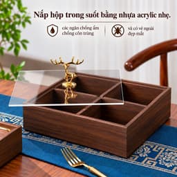 KHAY ĐỰNG MỨT, KHAY ĐỰNG BÁNH KẸO TẾT, CHIA NGĂN TIỆN LỢI CÓ NẮP ĐẬY BỀN ĐẸP SANG TRỌNG GỖ MDF CAO CẤP 8