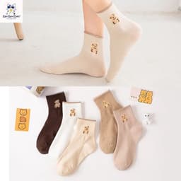 Combo 10 đôi tất gấu cổ cao ấm áp phong cách vintage,Set tất gấu cổ cao phong cách Hàn Quốc 7
