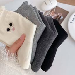 Combo 5 Đôi / 10 Đôi Tất Cotton Nữ Họa Tiết Mắt To Đáng Yêu 4