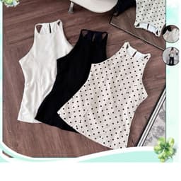 Áo Kiểu Nữ Cổ Yếm Chất Linen Xẻ Tà Chiết Eo Ôm Dáng 1