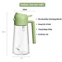 Bình xịt dầu ăn  Bình thủy tinh xịt dầu ăn phun sương có thể phun hoặc rót 8
