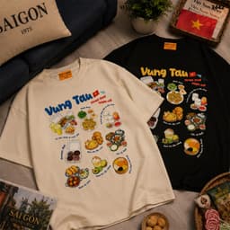 Áo Thun HY KORÉ Vũng Tàu Food 3442 Form Rộng Localbrand Oversize Unisex Vải 75% Nam Nữ Mặc Đẹp 3