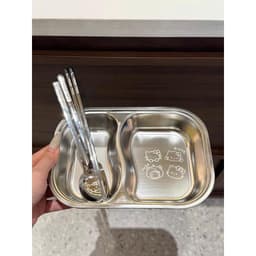Khay Ăn 3 Ngăn Hello Kitty Inox 316 Cho Bé, Bộ Khay Ăn Kèm Thìa Đũa Dĩa Tiện Lợi VOICON-[SS67] 5
