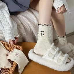 Set 10 Đôi Tất Cao Cổ Nữ Màu Muối Tiêu Họa Tiết Nơ Phong Cách Hàn Quốc Siêu Hot Cho Phái Đẹp(B4) 3