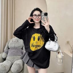 Áo thun giấy cổ tròn mỏng in hình mặt cười vàng xinh đẹp hot trend  TG FACE11 7 9