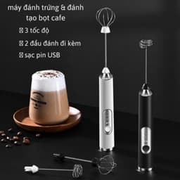 Máy tạo bọt cafe cầm tay 3 tốc độ , sạc USB tiện lợi 5