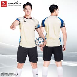 [Chính hãng JustPlay có in sau lưng] Quần áo bóng đá,đồ đá banh Pegasus màu kem Chất vải CSM cao cấp 5