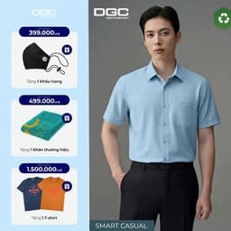 Áo sơ mi ngắn tay DGC Dáng suông vạt bằng Vải bạc hà cao cấp làm mát tự nhiên - SASNBF116M 1