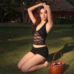 SET Áo Ren Cổ Yếm Phối Kèm Quần Đùi Ôm Kiểu Dáng Mùa Hè S134 panh-botique 8