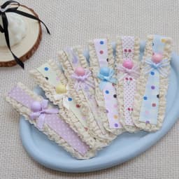 Băng Đô Dán Tóc Mái Viền Ren Bèo Nhún Tone Màu Pastel Đính Nơ Xinh Xắn T934 3