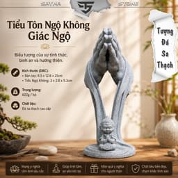 Bộ tiểu Tôn Ngộ Không giác ngộ đá sa thạch ST.PVN2678 - Tượng deco, trang trí tiểu cảnh, bán cạn, terrarium 1