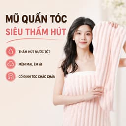 Mũ Quấn Tóc Siêu Thấm Nhanh Khô Cho Phụ Nữ Và Trẻ Em, Chất Liệu Cotton Mềm, Có Nút Cài 1