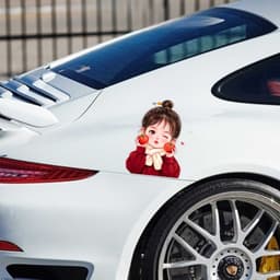 Decal Dán Xe Hơi Hình Bé Gái Chibi Dễ Thương Chống Thấm Nước - Tem Dán Trang Trí Ô Tô Nổi Bật 4