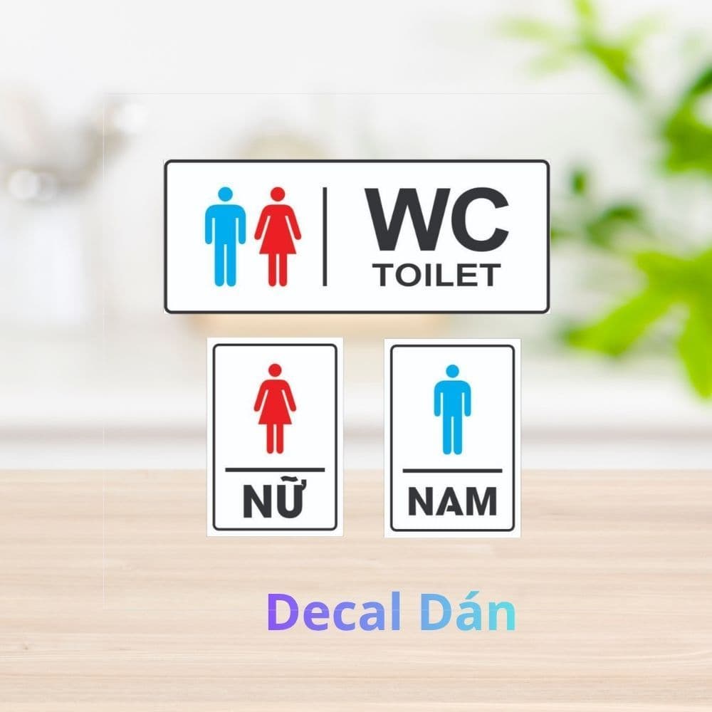 [Hỏa Tốc] Bộ Bảng Decal Biển Báo Nhà Vệ Sinh (Nam - Nữ - WC) Chống Thấm Nước, Bền Đẹp