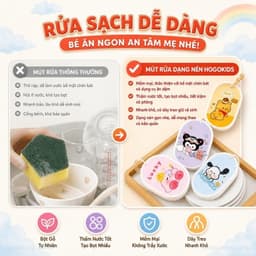 Mút Rửa Chén Bát Ăn Dặm Dạng Nén Hogokids Chất Liệu Bột Gỗ Tự Nhiên 2
