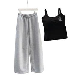 < free size 33 -48kg  > Sét bộ quần dài da cá ống suông + mix áo 2 dây ĐỆM MÚT - chữ THẬP -thoitrang2k 6