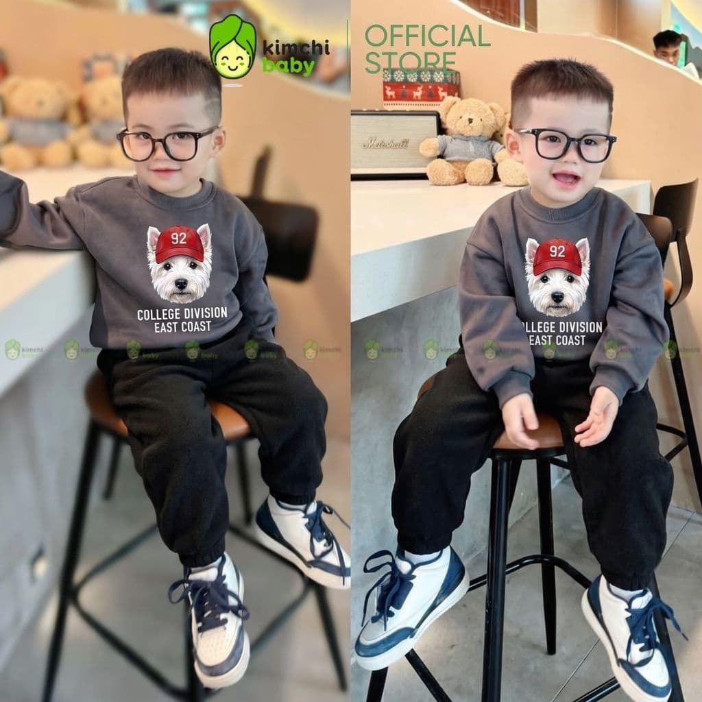 [10-29kg] Bộ Nỉ Bé Trai Cao Cấp Vải Nỉ 2 Da Premium Dày Mịn Ấm KIMCHIBABY Họa Tiết Ô Tô, Siêu Nhân Người Nhện BN602