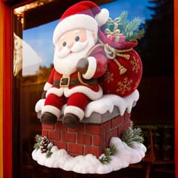 Nhãn dán chủ đề Giáng sinh Ông già Noel, Thích hợp cho gia đình, cửa hàng, tiệc Giáng sinh Cafe 6