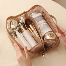 Túi đựng mỹ phẩm gạc vuông cao cấp, Túi đựng đồ trang điểm du lịch di động trong suốt, Dụng cụ sắp xếp chăm sóc da cho du lịch 7