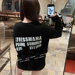 Áo Thun phông Tay Dài STRESSMAMA SPRINGSUMMER 2026 logo l66 in 5D boxy dáng rộng nam nữ streetwear LONGSLEEVE AM124 5