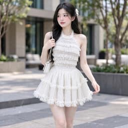 Chân váy lưới tầng lớp nữ dáng xòe ngắn màu trơn phong cách dễ thương  VL355 7 8 7 9 4 4 6
