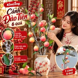 Cành Đào Nhân Tạo 6 Quả - Trang Trí Tết Đẹp, Decor Nhà Cửa Xuân Khởi Sắc 2027 1