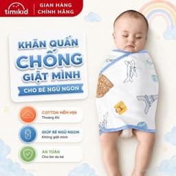 Khăn Quấn Bé Sơ Sinh Chống Giật Mình, Vải Cotton Thân Thiện Mềm Mại, Nhiều Hoạ Tiết, KT 35x80cm 1