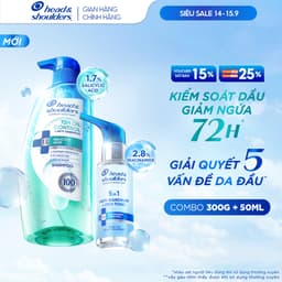 [KOL] Combo Dầu Gội Kiềm Dầu/ Giảm Ngứa 72 GIỜ Và Xịt Dưỡng 5 TRONG 1 HEAD & SHOULDERS Làm Sạch Gàu Vượt Trội 300g+50ml 1