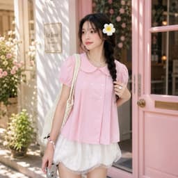 Áo babydoll kiểu nữ cổ bèo đáng yêu phong cách công chúa BX248 - Sam botique 2