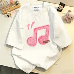 COD✅ (Hồ Chí Minh)RTOML áo phông áo xinh áo kiểu nữ bigsize In hoa nổi nốt nhạc tông hồng 1