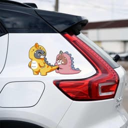 HỎA TỐC Decal Dán Xe Hơi Hình Tom Và Jerry Mặc Áo Khủng Long Hài Hước Chống Thấm Nước - Tem Dán Trang Trí Ô Tô Độc Lạ. 3