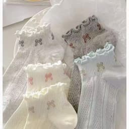 Set 5 Tất Nơ Cổ Ngắn Cotton Dệt Kim Dễ Thương Tất Vớ Nữ 7