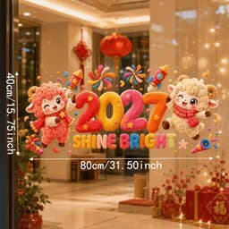 MNTT 2027 Decal Dán Tĩnh Chống Thấm Nước Lễ Hội Không Khí Trang Trí Cửa Sổ 2