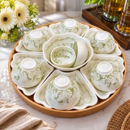 Bộ Bát Đĩa Hoa Mặt Trời 45cm  Hoa Dành Dành Dùng Trang Trí , Bày Mâm Cơm Cúng 7