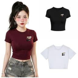 ( 30 -48 kg ) Áo thun nữ CROPTOP tay ngắn phong cách Trẻ Trung năng động, thoáng mát - chữ LUCKKY -thoitrang98 1
