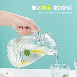 Bình thủy tinh dày Lilac, dung tích lớn, bộ ấm trà đựnġ nước nước, bình đựnġ nước ép, bình nước nóng lạnh 3