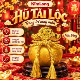 Hũ sứ Kim Tiền Tài Lộc May Mắn để bàn thờ Thần Tài - Kích thước 13x11cm, trang trí gạo muối phong thủy. 3