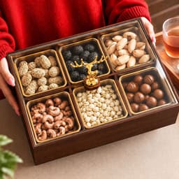 Khay mứt, khay đựng bánh kẹo tết,hộp đựng bánh kẹo chất liệu gỗ Mdf, chia ngăn sang trọng có nắp chống bụi 3