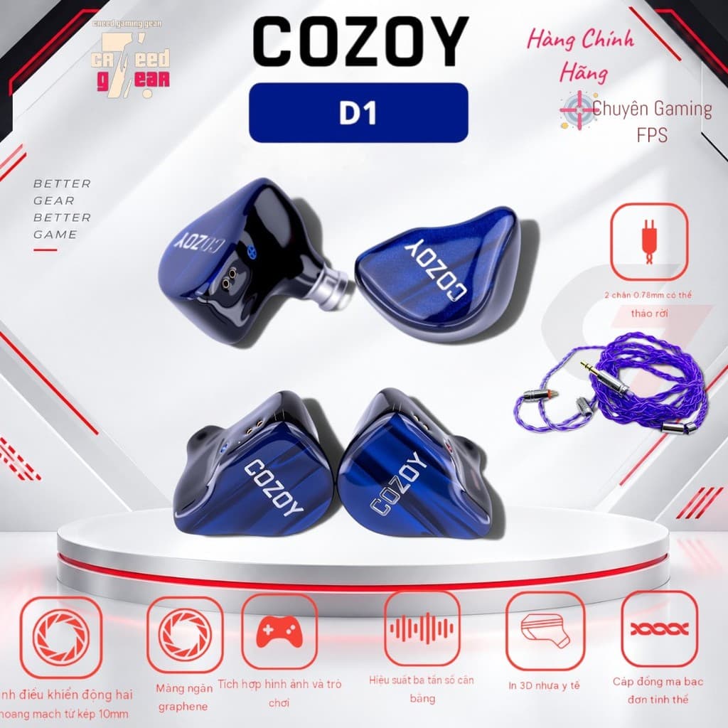 Tai Nghe IEM COZOY D1 | GAMING & NGHE TẠP | In Ear | Có Mic 12 tháng - Chính hãng