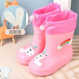 Giày mưa bé gái trai - Đế chống trượt lót lông ấm, nắp eo không chảy nước, hình tranh châm biếm công chúa【Đề xuất bạn chọn size lớn hơn một size ạ.】 6