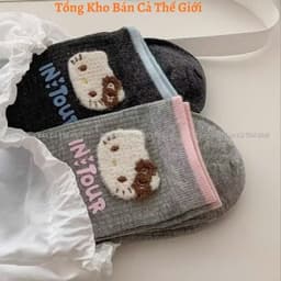 Set 10 Đôi Tất Nữ Cổ Cao Mèo Kitty in Tour Dệt Kim Cotton Siêu xᶖnh Xắn Dễ Thương Mẫu Mới 2026 -  VOICON-[TV01] 4