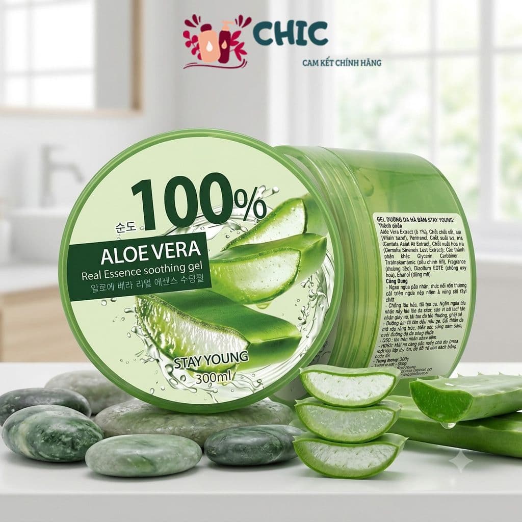 Gel lô hội StayYoung hàn quốc 300ml – Dưỡng ẩm, làm dịu da, dùng được cho mặt & body.sỉ 365