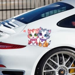 Decal Dán Xe Hơi  Hình Cặp Đôi Mèo Chibi Dễ Thương Chống Thấm Nước 3