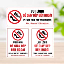 [Hỏa Tốc] Bảng Decal "Vui Lòng Để Giày Dép Bên Ngoài - Please Take Off Your Shoes" Chống Thấm Nước, Bền Đẹp 7