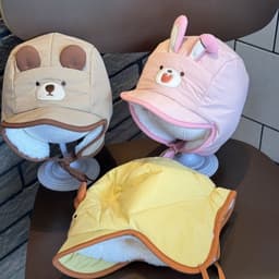 Mũ Lưỡi Trai Cho Bé Lót Lông Cừu Hình Thú Gấu Thỏ Vịt Dễ Thương Ấm Mùa Đông Có Dây Buộc 1-6 Tuổi - Kho Sỉ Gia Dụng Alulu 4