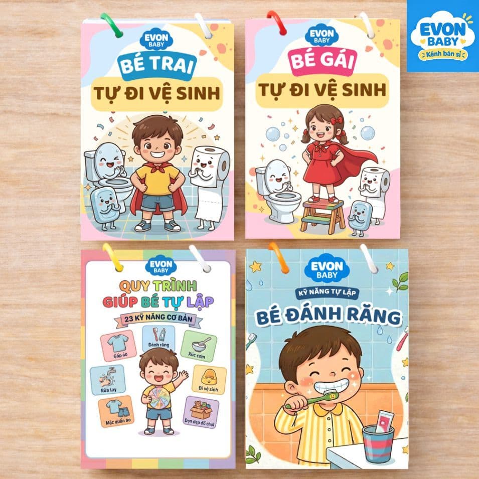 Thẻ Flash EVON BABY dạy bé tập nói - CHỦ ĐỀ BÉ TỰ LẬP