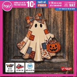 [Hỏa tốc HCM ] Halloween Chào Mừng Dấu Hiệu Cửa Cao 40cm, Phong Cách Mộc Mạc Trắng-Clad Chủ Đề Ma Cửa Treo, Hafu House 3
