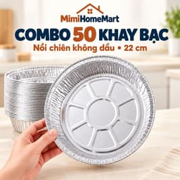 Combo 50 Khay Bạc Nồi Chiên Không Dầu 22cm MimiHomeMart - Khay Nướng Chịu Nhiệt, Tái Sử Dụng 1