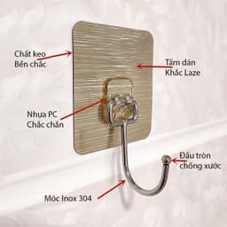 5-10 Móc dán tường chịu lực siêu dính treo đồ, vật dụng đa năng tiện ích inox 304 -TH22 3