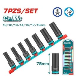 Bộ 7 đầu tuýp 1/2'' Total THKISD12073L THKISD12073 , Chất liệu Cr-Mo kèm cần siết 1/2'' THT106126 2